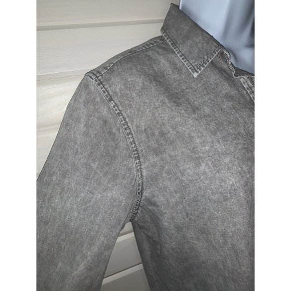 American Eagle Sz SMALL Soft Chambray Shirt Top Gray Mineral Wash Cotton EUC - Picture 4 of 10